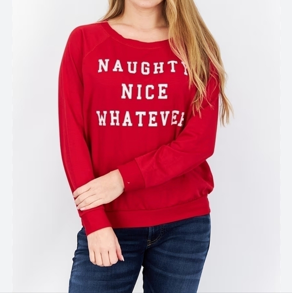Prince Peter Naughty Nice Whatever Christmas Holiday Pullover Sweatshirt Top - Picture 1 of 12
